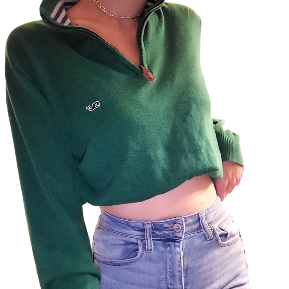 Vineyard Vines Green Zip Up Sweatshirt Pullover, Women's Size Small,